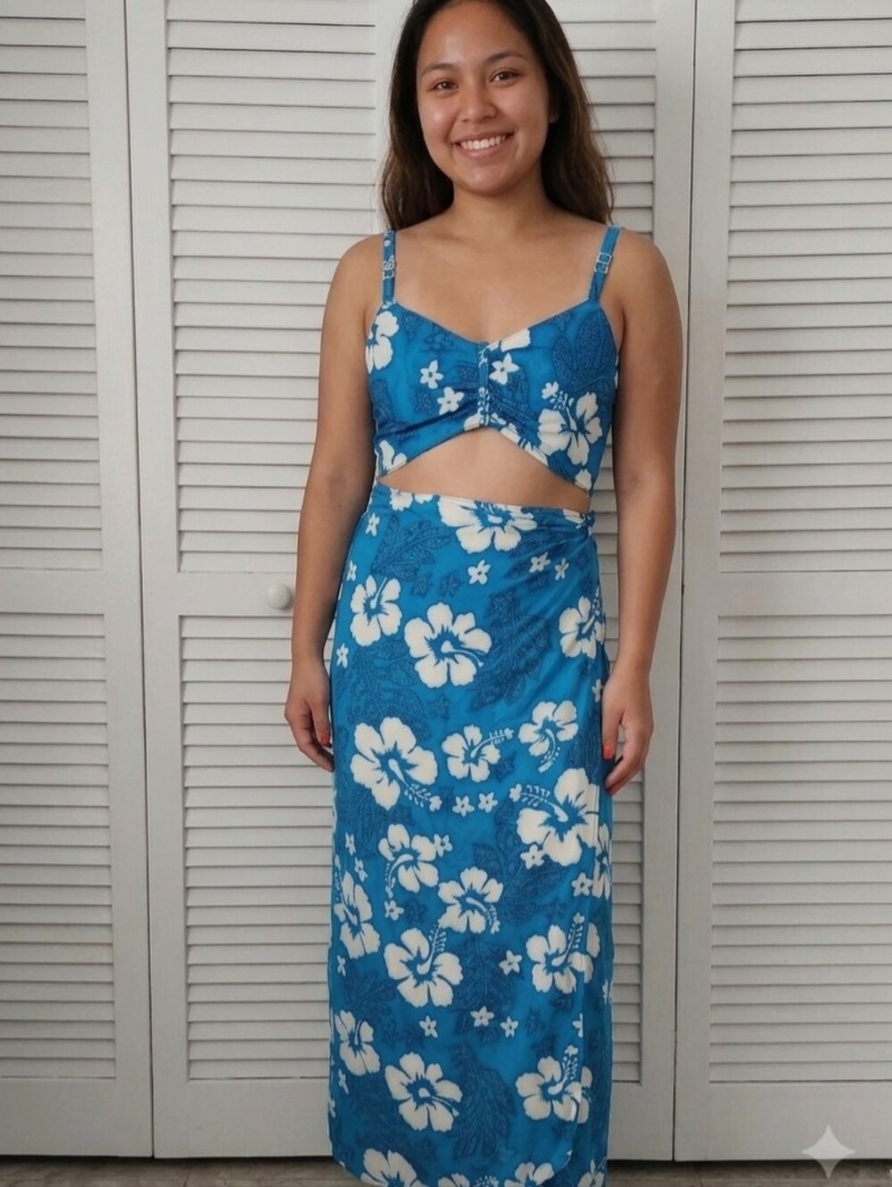 Blue Floral Maxi Skirt - Women